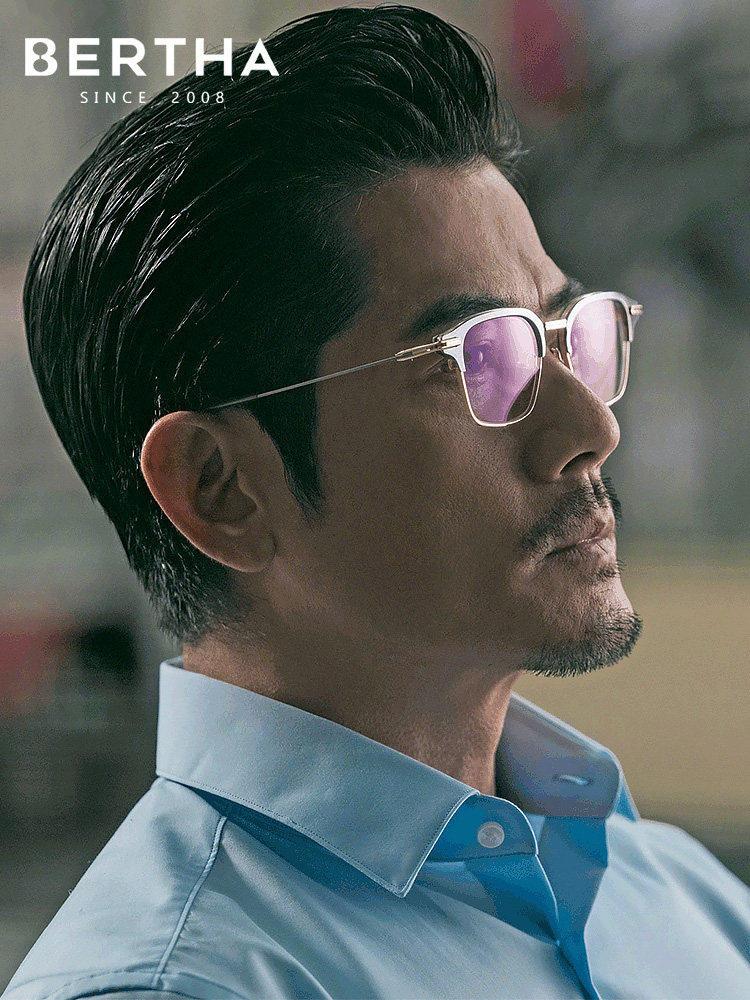 Andy Lau Style Glasses for Men, Suitable for Prescription Lenses, Pure Titanium, Japanese Retro Style, Large Face, Half-Frame for Men