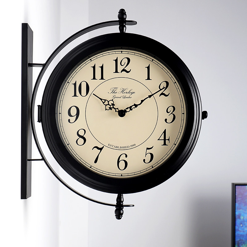 Hantime hanging bell double face digital clock living room home two sides hanging watch metal minimalist wall clock double face HDS66-Taobao