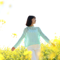 Fairy home summer new Egyptian cotton wind chimes] pullover hollow design material bag Sweet Hollow top