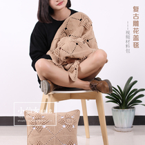 Little Fairy retro relief popcorn mosaic blanket cotton wool woven crochet material bag