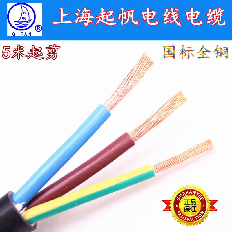 Qifan Wire Rvv3 Core 4/6 Square Meters 2+1 Central Air Conditioning Wire Three-Core Cable Charging Pile Wire 220V Power Cord