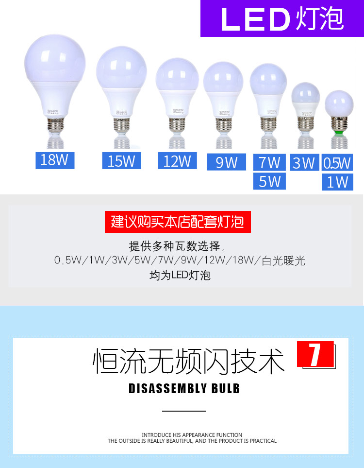 LED Ball Bubble Light 15w18w24w36w50w Engineering Factory Supermarket Industrial Mine High Power Big Tile Counting Bulb Screw Mouth