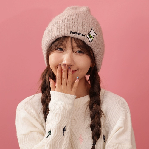 Милая ветрозащитная удерживающая тепло вязаная шапка, с вышивкой