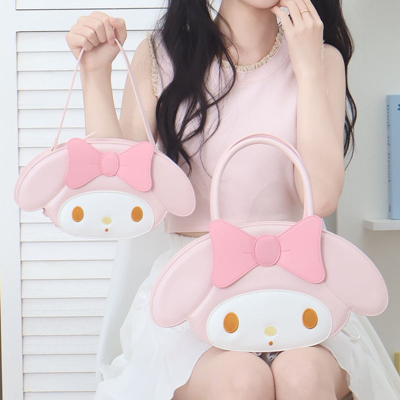 Sanrio My Melody Cute Handbag Large Capacity Pink Lolita Women's Bag Pu Girly Pink Student Cute Sanrio My Melody Cute Handbag Large Capacity Pink Lolita Women's Bag Pu Girly Pink Student Cute