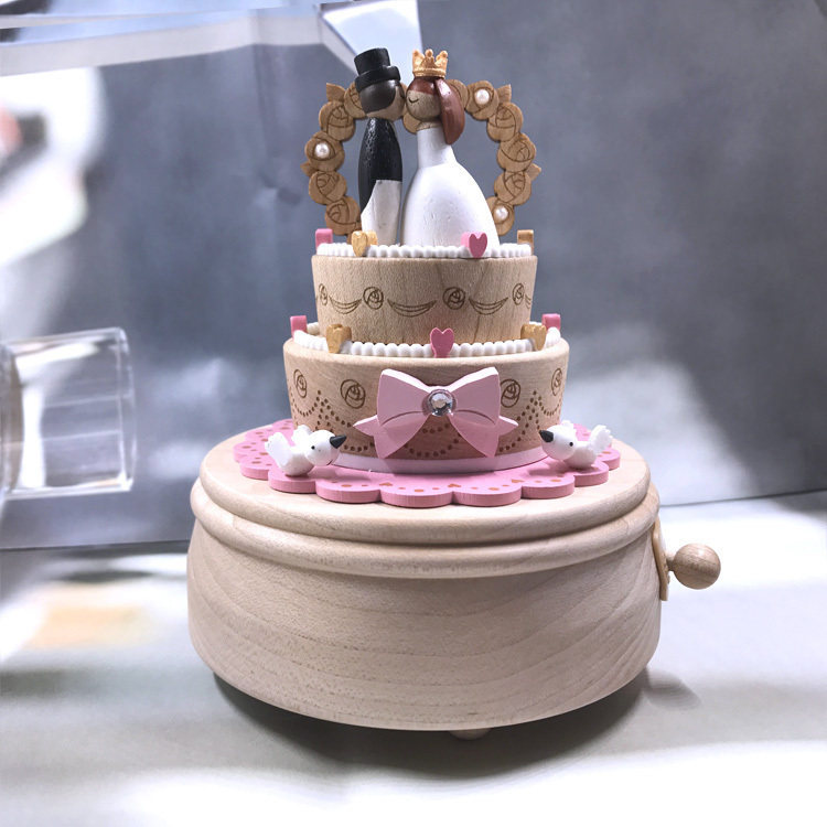Taiwan Jeancard Wooden Eightwedding Cake Christmas Birthday Gift Music Box Rotates Creative Wedding