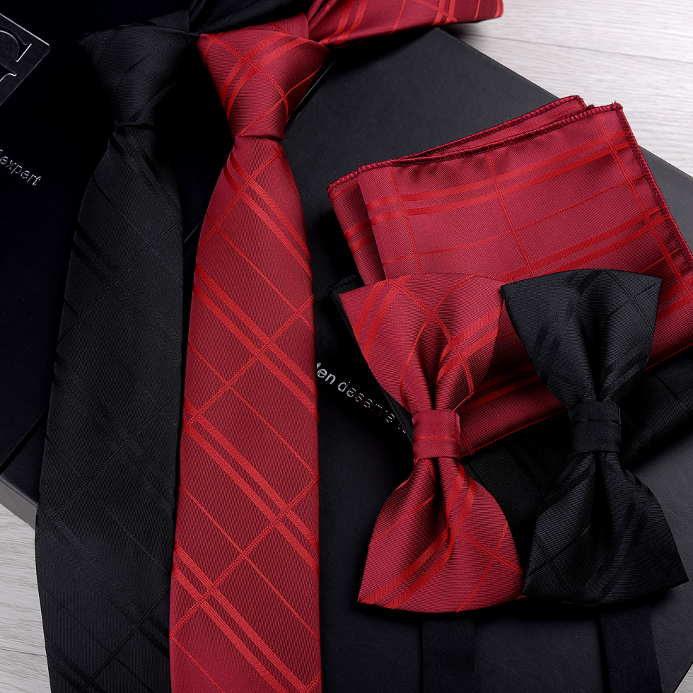 Korean Edition Trends Striped Tie Men's Fashion Casual 6cm Students Handled Men's Marriage New Lang Wine Red Collar
