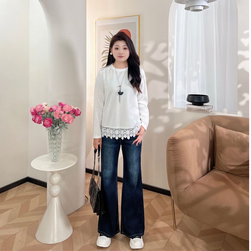 【Autumn New Arrivals】Pdm23130 Autumn New Versatile Slimming High-Waisted Flared Plus Size Women's Jeans