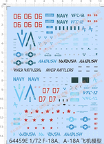 Aircraft model 1:72 F-18A A-18A fighter general logo special decal (64459E)