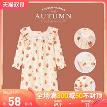 Girls pajamas pure cotton spring and autumn childrens nightdress little girl thin cotton gauze long sleeve baby dress loungewear