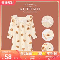 New Girls Nightdress Kids Pajamas Cotton Long Sleeved Gauze Princess Collar Little Girl Spring and Autumn Thin Dress