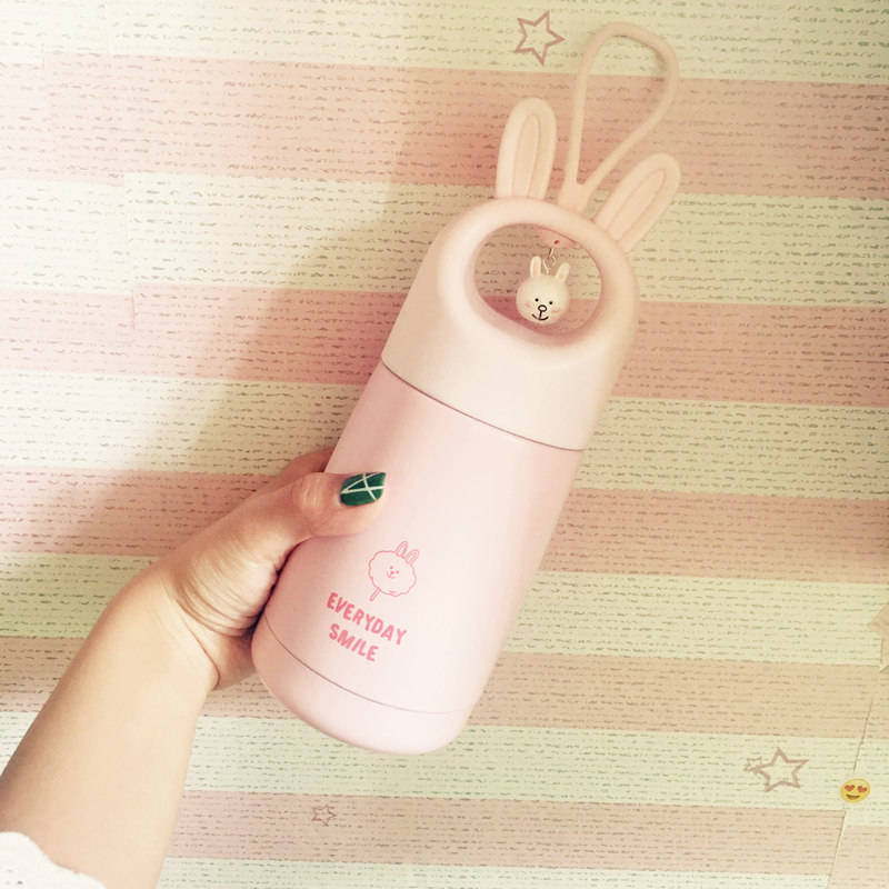 Thỏ cốc nữ dễ thương cầm tay nhỏ gọn trẻ em cốc sinh viên phiên bản Hàn Quốc của cốc nghệ thuật tươi dành cho người lớn chai đựng nước thủy tinh