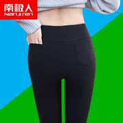 Quần legging mùa thu ở Nam Cực mặc quần mỏng phần eo cao, quần đen cỡ lớn quần dài 9 điểm