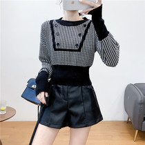 1664 Chirika color knit sweater early autumn womens new Korean version Joker round neck pullover long sleeve sweater women