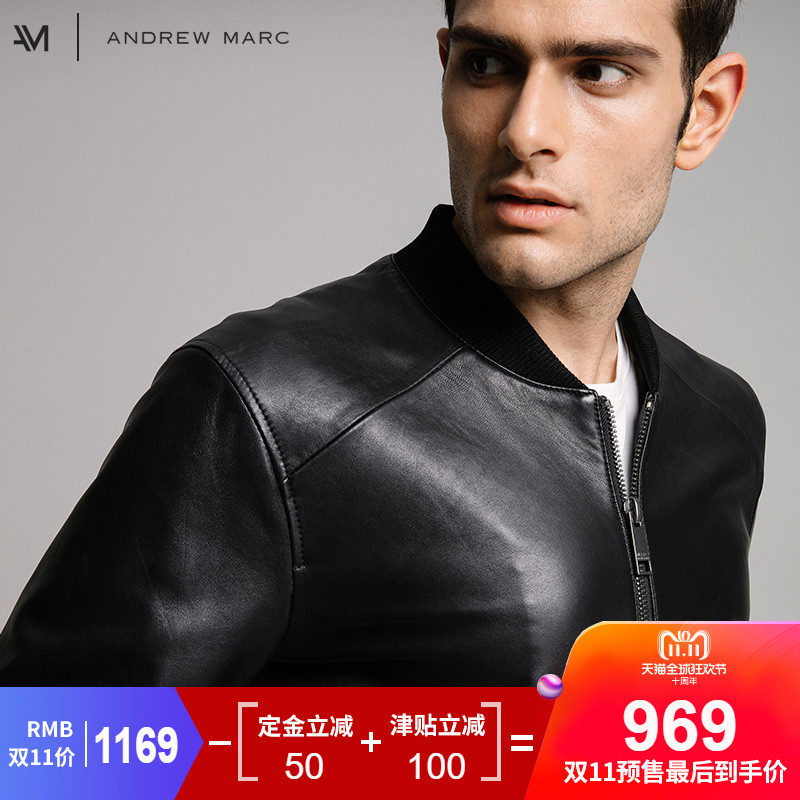 18年双11预售 Andrew Marc 安德鲁·马克 100%绵羊皮 男式皮夹克 多重优惠折后￥969包邮（需￥100定金）