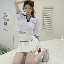 American retro white casual POLO collar short sleeve t-shirt women tide ins foreign style loose lazy bubble sleeve top summer