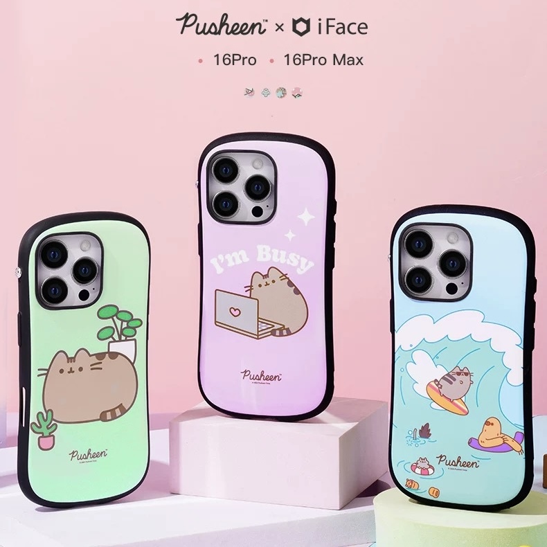 Japanese Genuine Iface Fat Cat Co-Branded Model Suitable for Apple Iphone16Pro/16Promax Cartoon Small Waist Anti-Shock and Anti-Fall Mobile Phone Case Silicone Protective Cover Supports Magnetic Suction