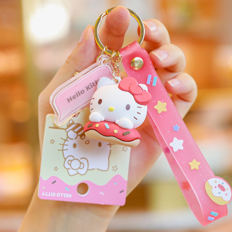 Sanrio Donut Cinnamoroll My Melody Keychain Backpack Pendant Cartoon Cute Car Small Pendant Accessories