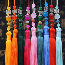 New fan tassel hanging spike polyester ice silk butterfly fan ear hand-woven costume Chinese clothing press fringe tassel