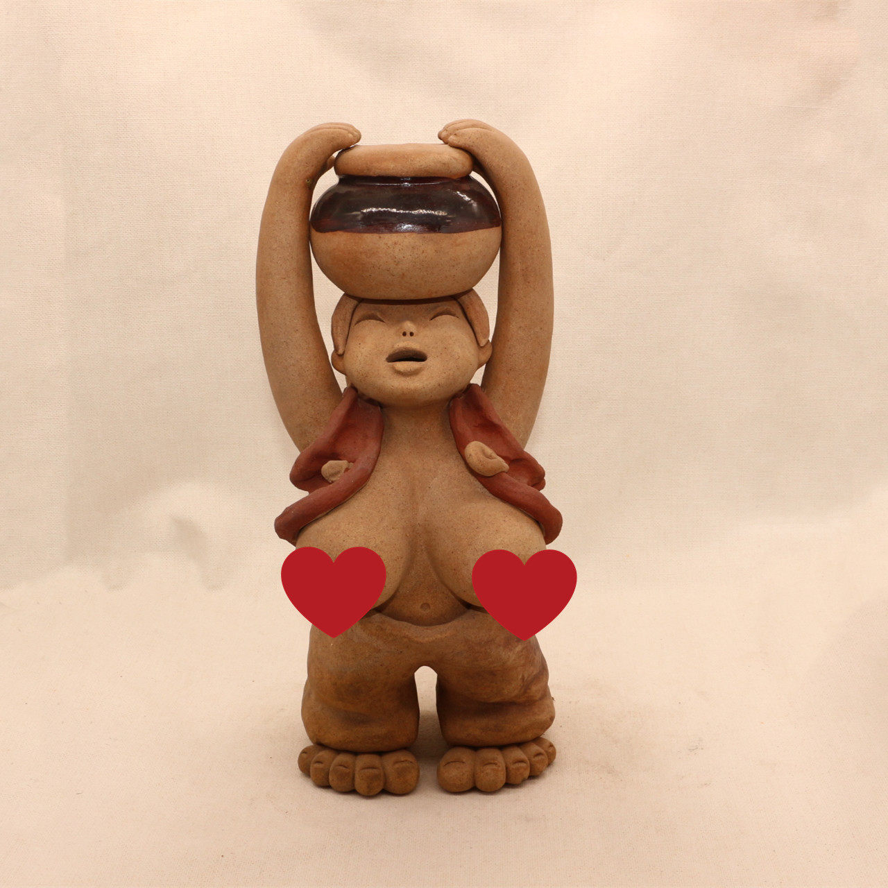 Pure Chinese hotel decoration Handmade pottery characters clay top altar children Hotel decoration winery