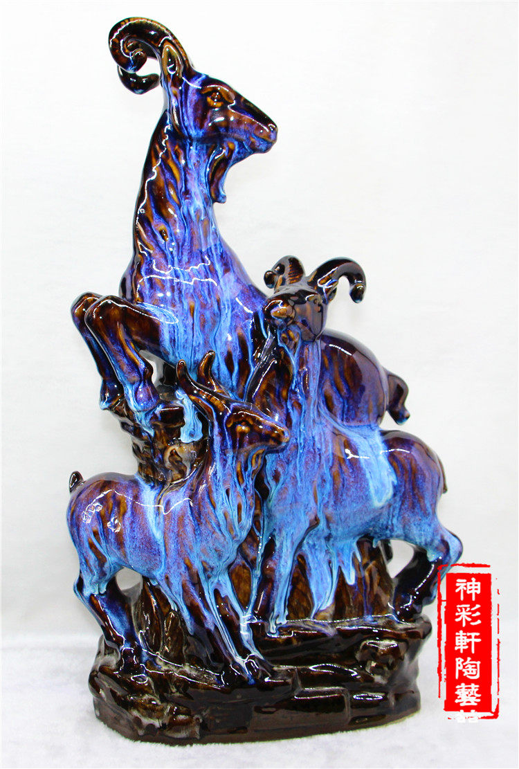 Ceramic zodiac animal ornaments Zibo fine arts ceramic ornaments Sanyang Kaitai Ceramic ornaments Sanyang