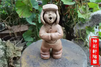 Ceramic clay figure pottery home decoration Lei Feng pottery Chinese hotel decoration ceramic character ornaments