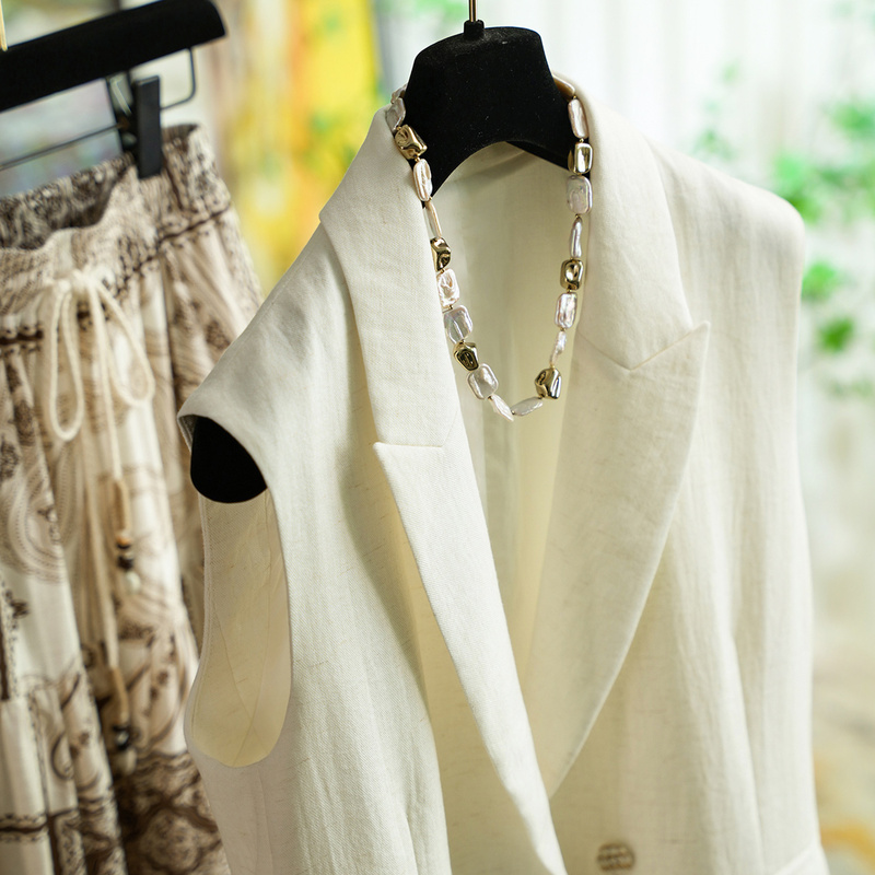 Ytm Is Praised for Her Sense of Style~! Suit with Vest, Printed Long Skirt, Fashionable Two-Piece Set for Women 0313