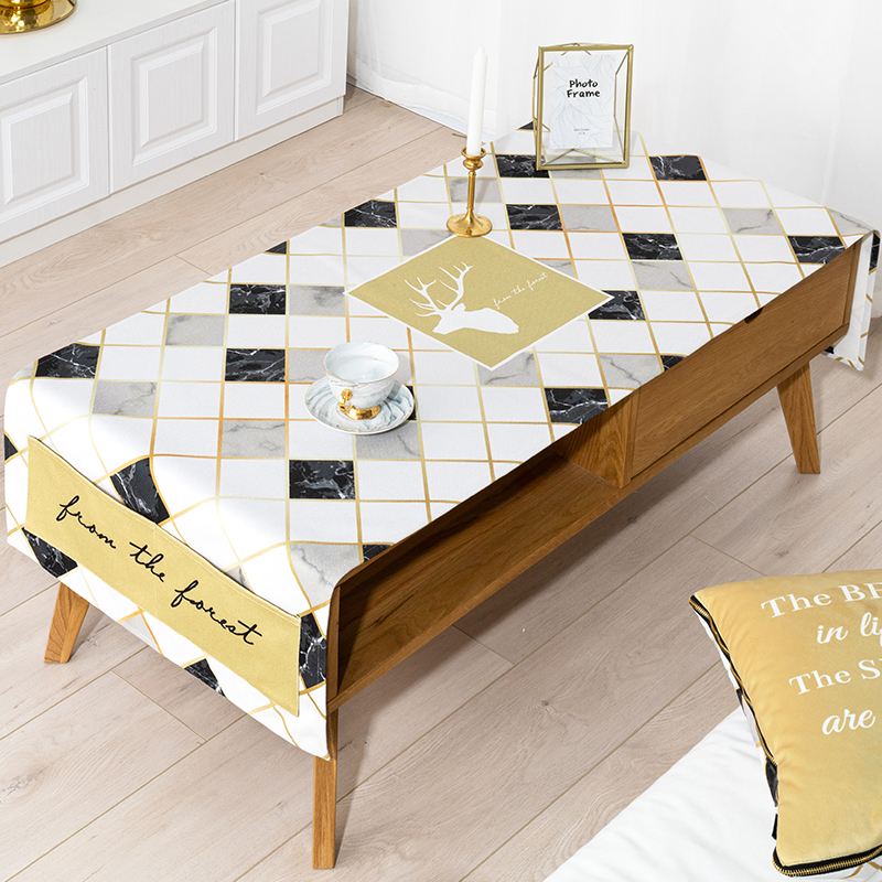 bla gold simple tablecloth nordic tablecloth rectangular tablecloth fabric cotton and linen tablecloth waterproof and oil-proof disposable desk cloth