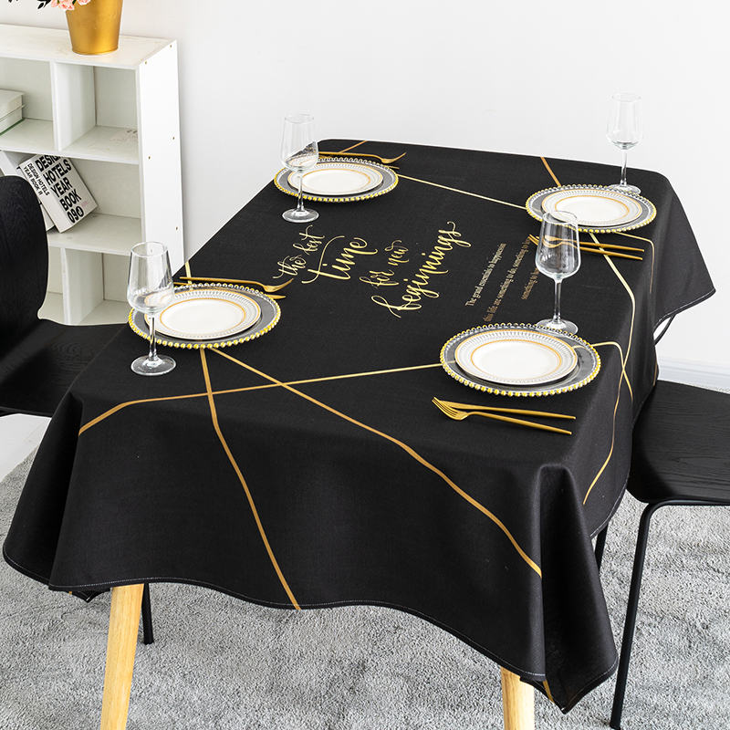 bla gold simple tablecloth nordic tablecloth rectangular tablecloth fabric cotton and linen tablecloth waterproof and oil-proof disposable desk cloth