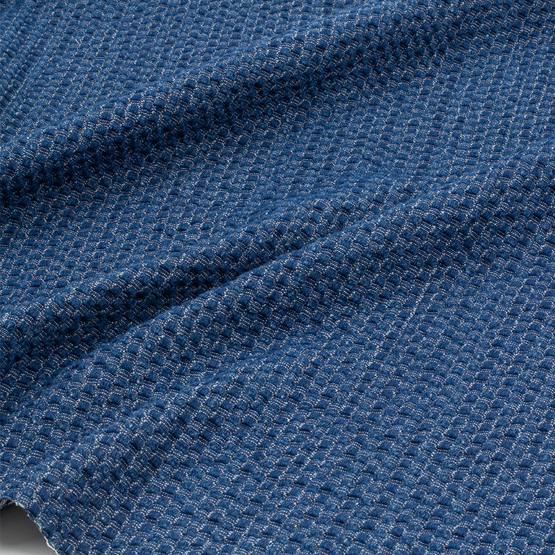 Retro Textured Denim Fabric, Stereo Honeycomb Jacquard Washed Denim, Niche Designer Clothing Fabric Retro Textured Denim Fabric, Stereo Honeycomb Jacquard Washed Denim, Niche Designer Clothing Fabric