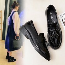 Genuine leather small leather shoes womens spring and autumn Inn wind small black bean soft bottom matching dresses comfortable flat bottom spring working shoes