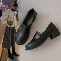 Genuine Leather small leather shoes Summer Inn Wind small black Soft bottom Working Career thin Soft Leather Comfort Legue-bean Single Shoes