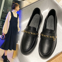 Genuine Leather small leather shoes Women Summer Inn Wind Black Soft bottom 2022 flat-bottom bean-bean Career Soft leather Comfortable Working Shoes