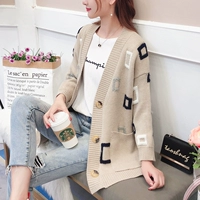 Áo len cardigan nữ mùa thu 2018 Mới mùa thu và mùa đông Phiên bản Hàn Quốc Loose Medium dài Pocket dày đan áo khoác - Áo len thời trang nữ đẹp