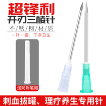 Aiguille triangulaire de larête libre Médecine traditionnelle chinoise Décharge Cupping Cupping Blood Needle Stainless Steel Clear Pimple Acne Needle Clear Tool Acne Mitsubishi Needle