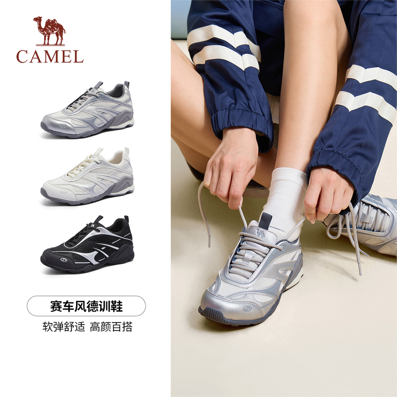 Camel Moonlight Training Shoes for Women 2026 Autumn New Retro Dad Shoes Casual Thick-Soled Racing Style Sneakers for Women