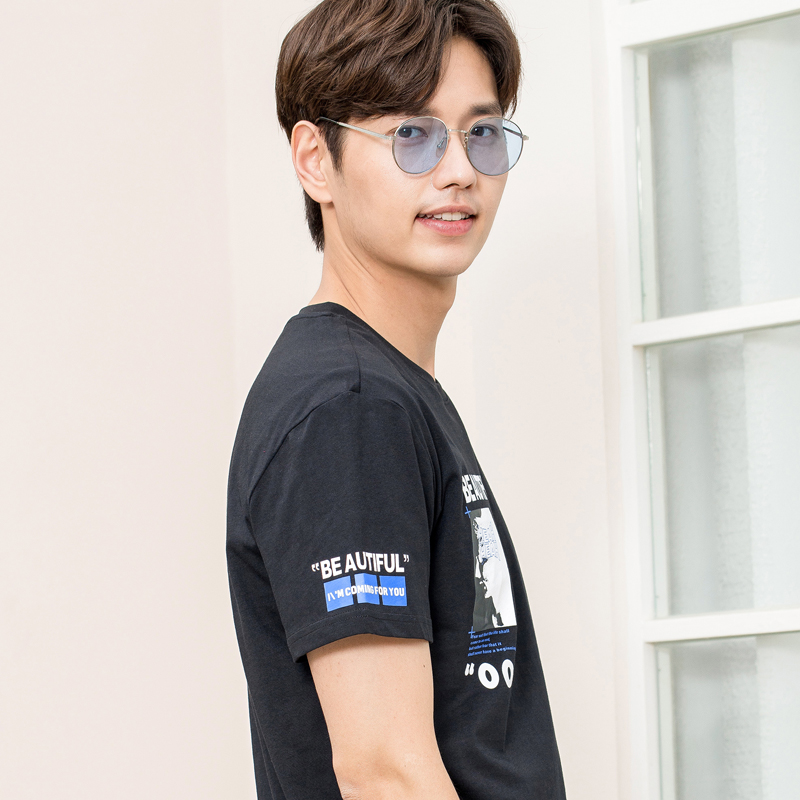 2020 bông mới t-shirt ngắn tay nam xu hướng rộng lỏng nửa tay áo phông chữ in Camel nam