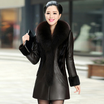 2022 new dermis fur coat duvet clothes women Henning sheep leather fox fur collar with long mannequin fur outside