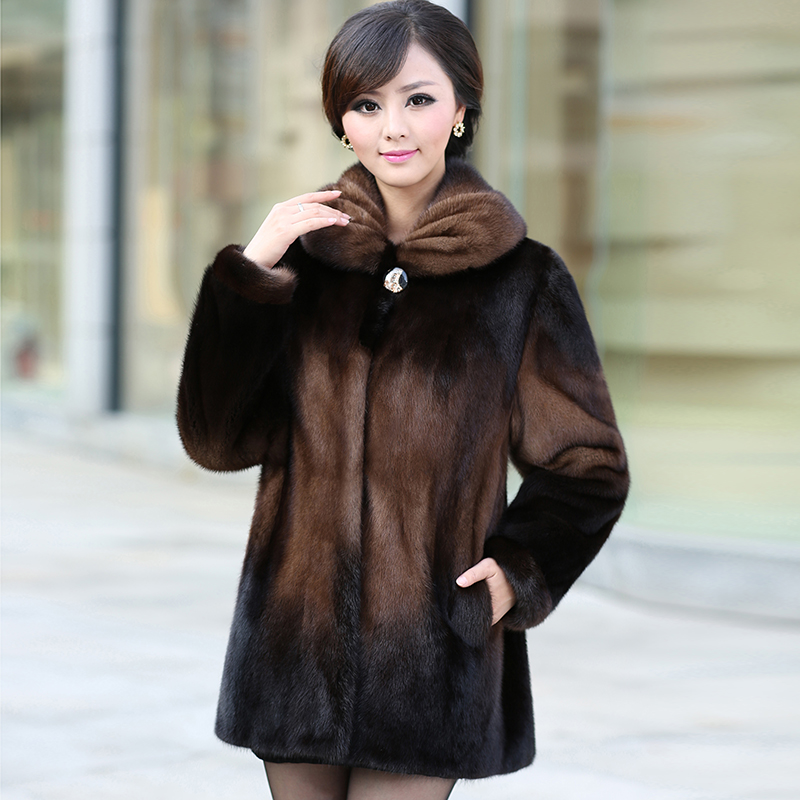 Imported mink Haining whole mink fur coat women 2022 new mid-length fur coat winter fashion coat