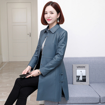 2022 New genuine leather clothes woman Hainen sheep leather medium long style Slim Fall 100 Hitch Fashion Jacket