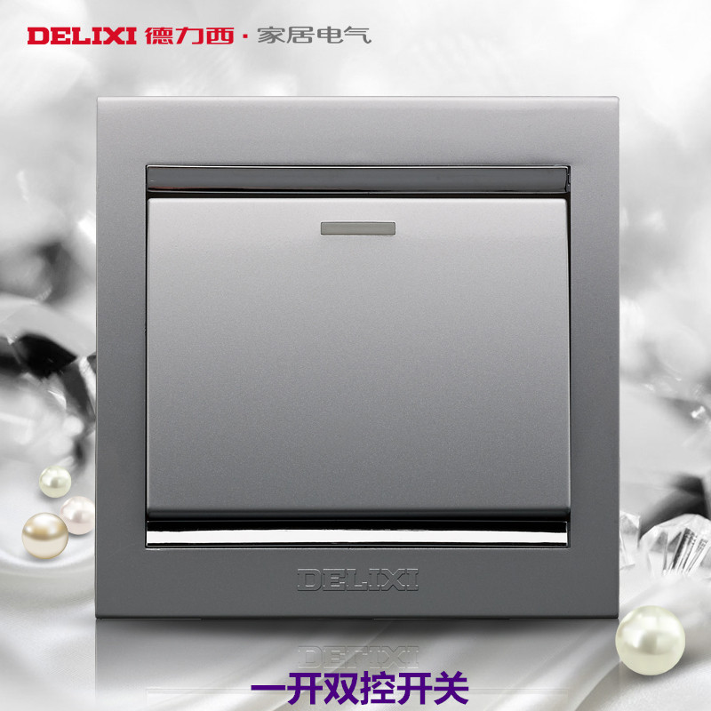 Dresi 86 Type 808 Space silver Switch socket Single control switch with socket open double cut with 5-hole socket