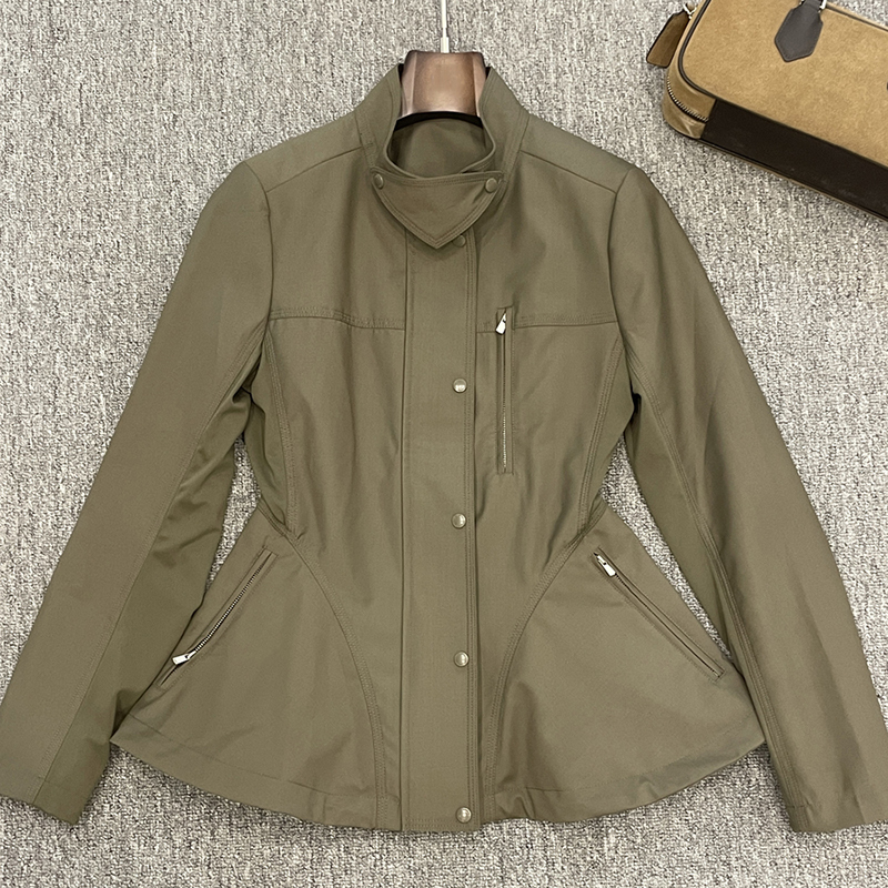 2026 Autumn/Winter New High-Quality Workwear Style Stand Collar Slim Fit Women's Zipper Jacket Slimming Versatile Jacket Windbreaker 2026 Autumn/Winter New High-Quality Workwear Style Stand Collar Slim Fit Women's Zipper Jacket Slimming Versatile Jacket Windbreaker