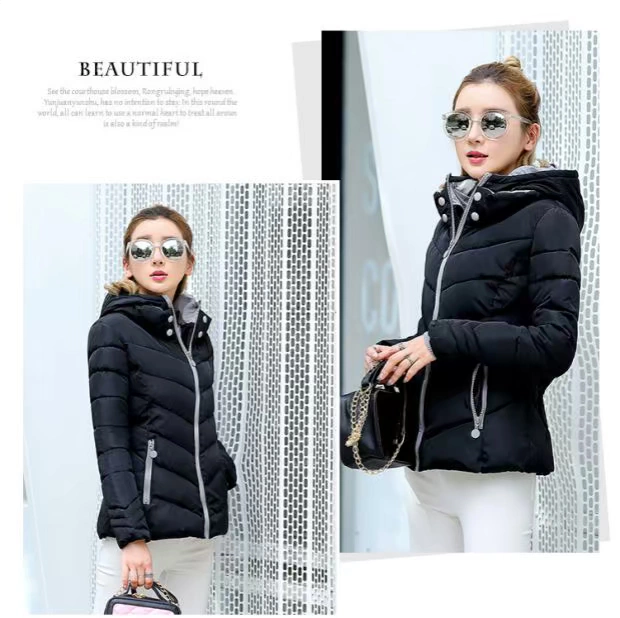 Áo mới 2018 phiên bản Hàn Quốc của nữ ngắn trùm đầu áo khoác cotton mỏng Áo khoác cotton mỏng kích thước lớn