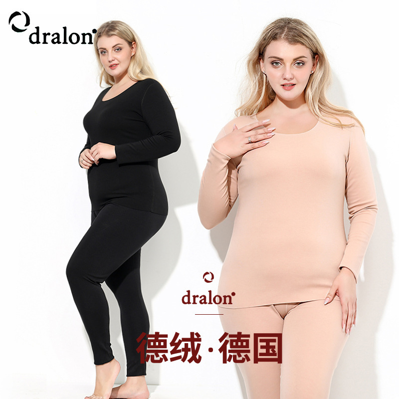 De Rong Plus-Size Thermal Underwear for Women 100kg Seamless Heating Thickened XXXXL Set Autumn Clothes and Pants