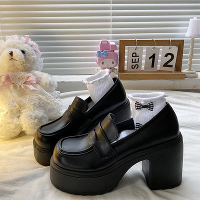The new French and British style jk single shoes with thick soles and thick heels for women in the spring of 2024 are in vogue