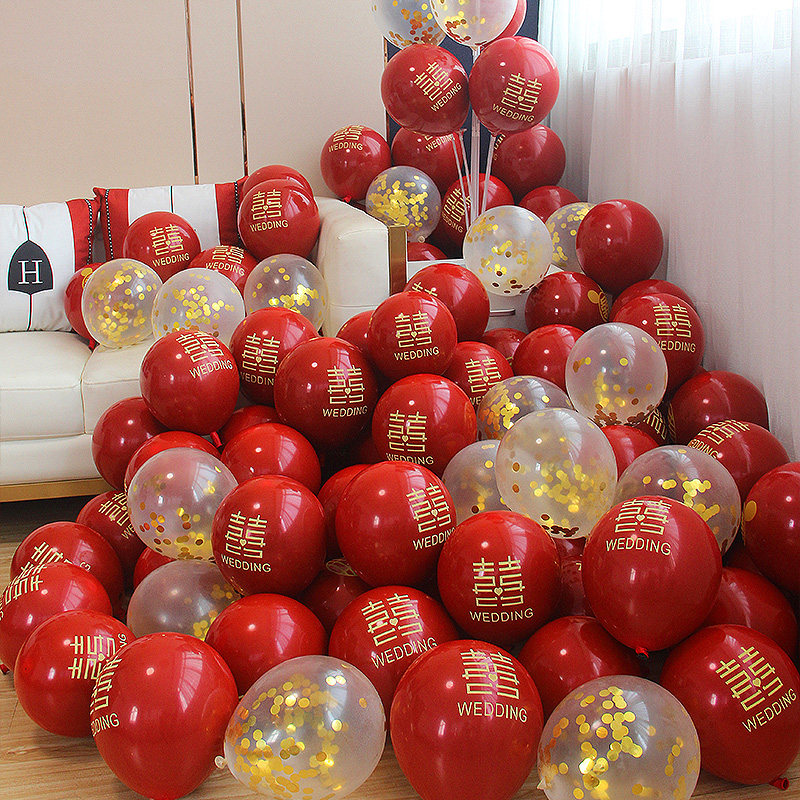 Wedding Wedding House Decoration Macaron Balloons Wedding Birthday Scene Wedding arrangements Supplies Red Romantic Balloons