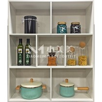 Model room cabinets accessories pots storage jars pasta and coffee machine combinations kitchen soft decorations and props