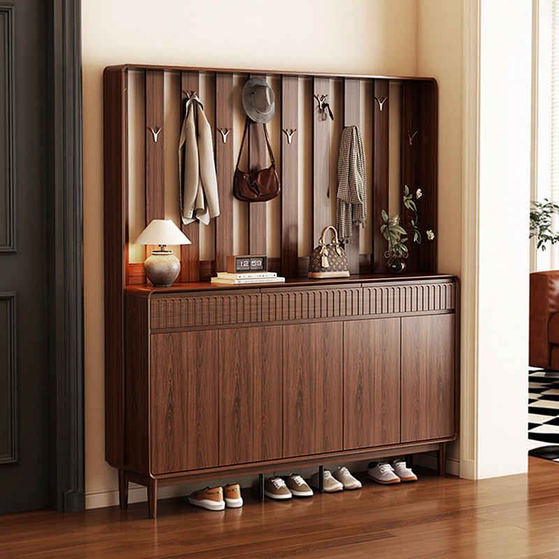 All-Solid Wood Entryway Shoe Cabinet, Partition Cabinet, Integrated Coat Rack, Home Entrance Hallway Cabinet, Indoor New Chinese Style All-Solid Wood Entryway Shoe Cabinet, Partition Cabinet, Integrated Coat Rack, Home Entrance Hallway Cabinet, Indoor New Chinese Style