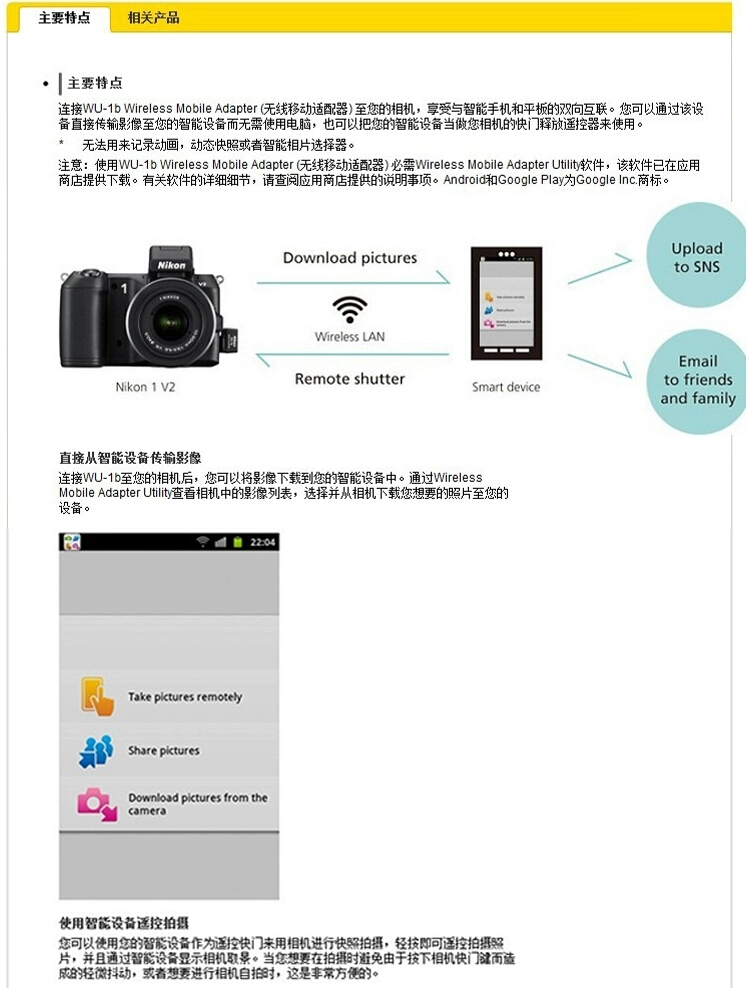 Nikon WU-1b WU1b Wireless Mobile Adapter for Nikon AW1 J3 V2 S2 D600 D610