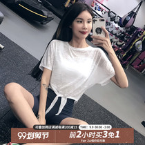 Fitness girl navel sports top loose slim quick clothes short sleeve t-shirt running blouse sexy yoga suit
