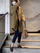 Autumn and winter new high-end cashmere double-sided small man jacket medium and long wool coat womens suit